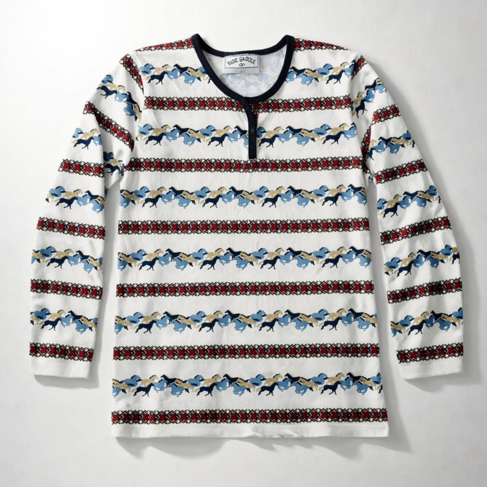 Western Vintage Side Saddle Horse Graphic Henley Shirt Ranchcore